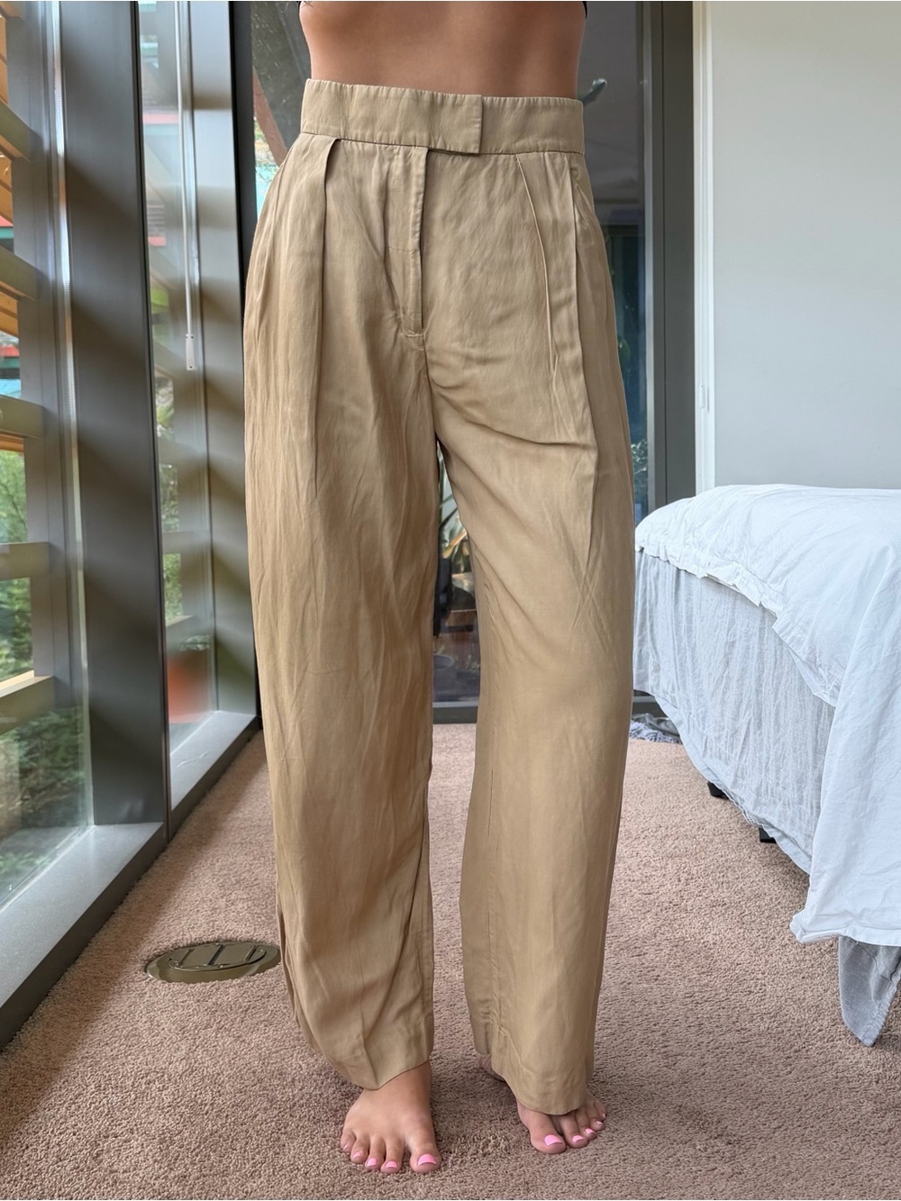& Other Stories Summer Khaki Wide Leg Trousers